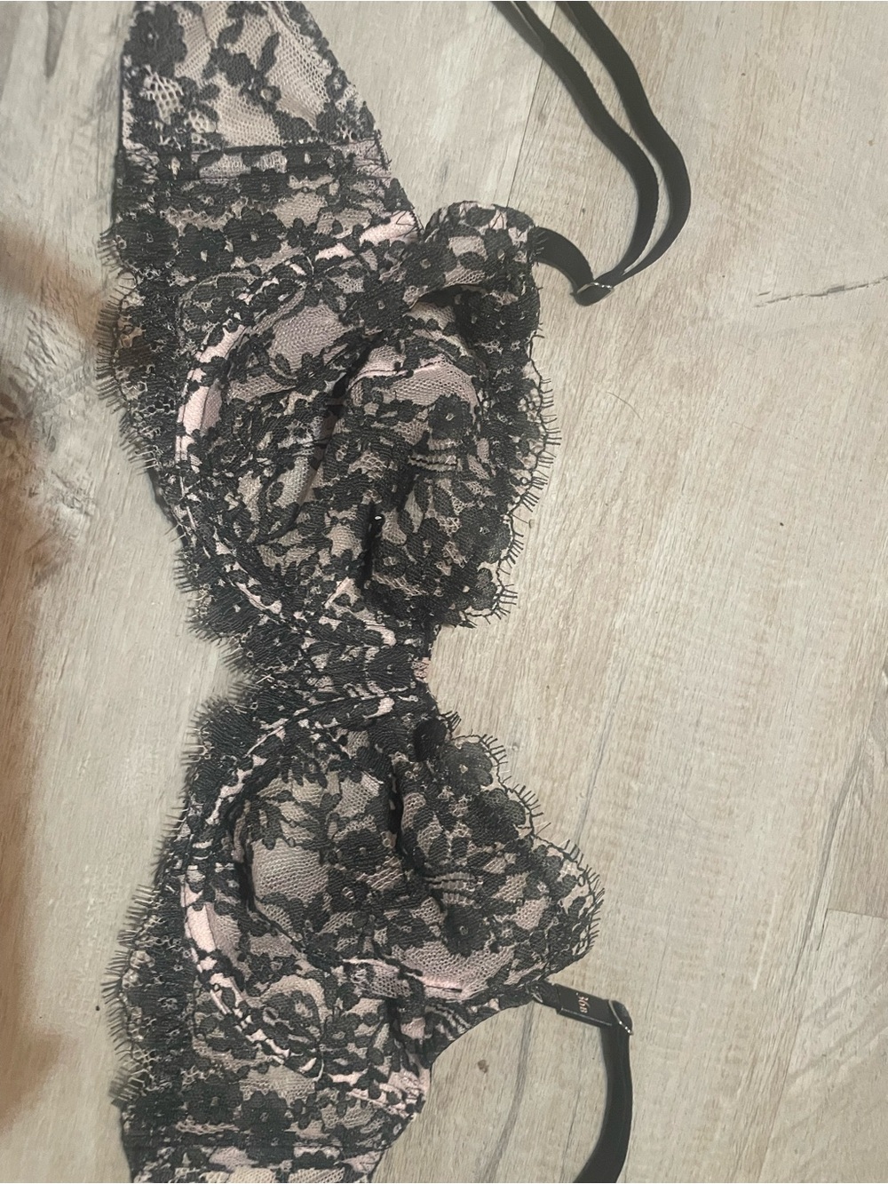 Victoria's Secret Black Lace Bra with Blush Lining